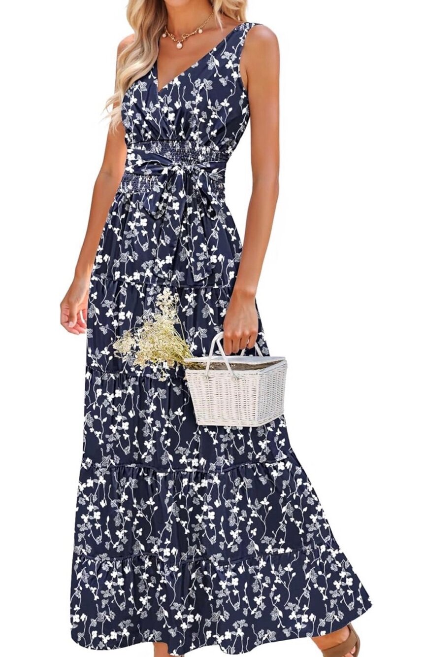 NWT Luxveer Sz XL Women's Sleeveless Boho Floral Maxi Dress Beautiful!